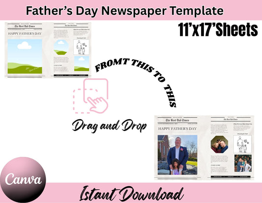 Father’s Day Newspaper Template – Editable Digital Download